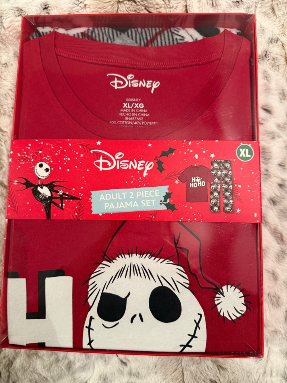 Disney Red Jack Skellington Holiday Adult 2-Piece Pajama Set XL